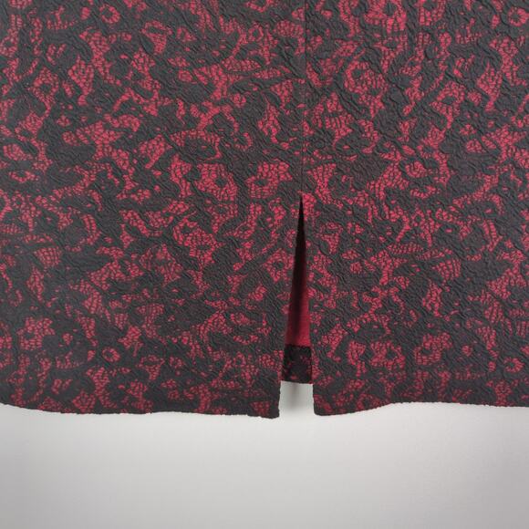 MICHAEL Michael Kors Red and Black Textured Lace‎ Print Mini Skirt Size Large - Picture 3 of 7